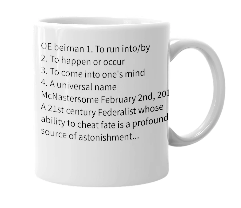 White mug with the definition of 'Berin'
