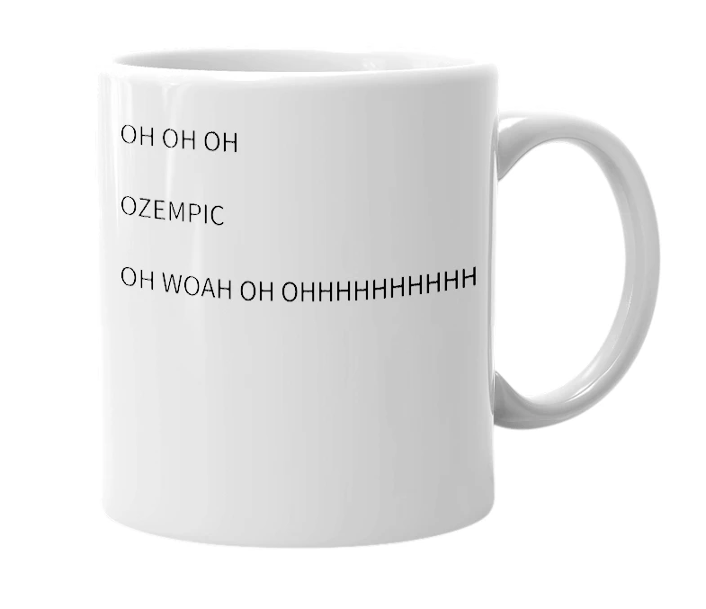 White mug with the definition of 'Ozempic'