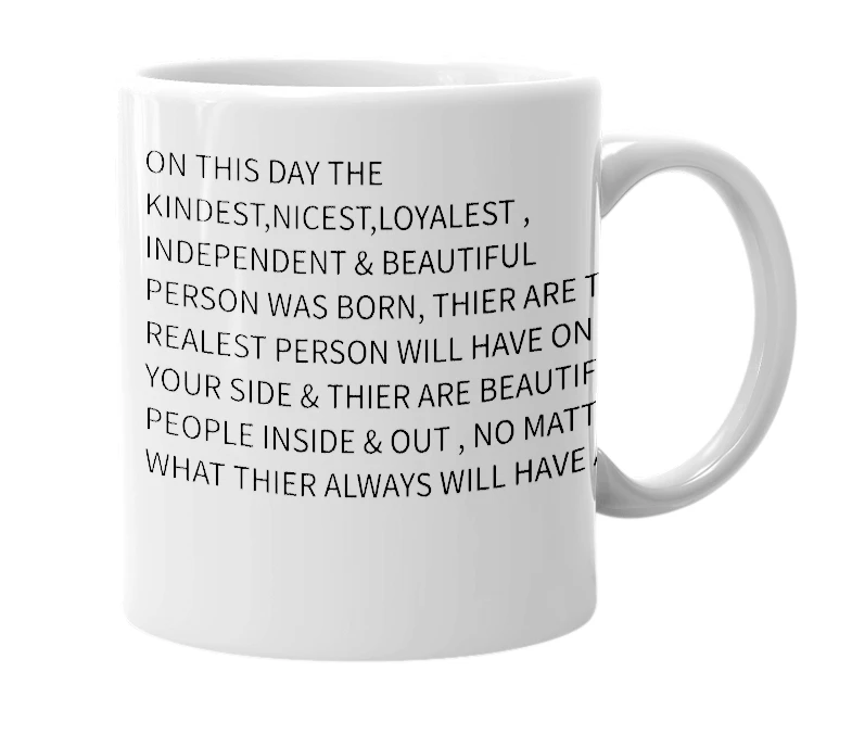 White mug with the definition of 'April 18'