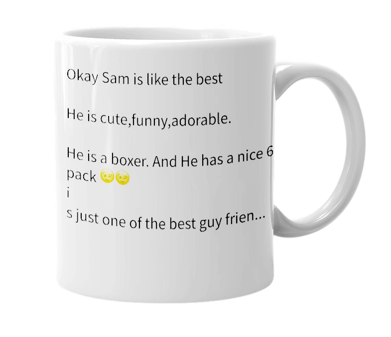 White mug with the definition of 'Sam Pourdarvish'