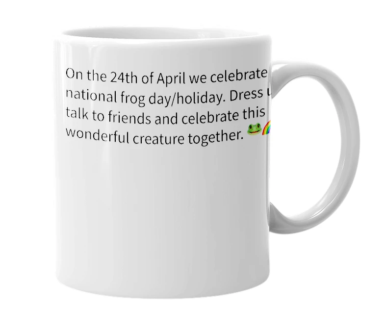 White mug with the definition of '24th of April'