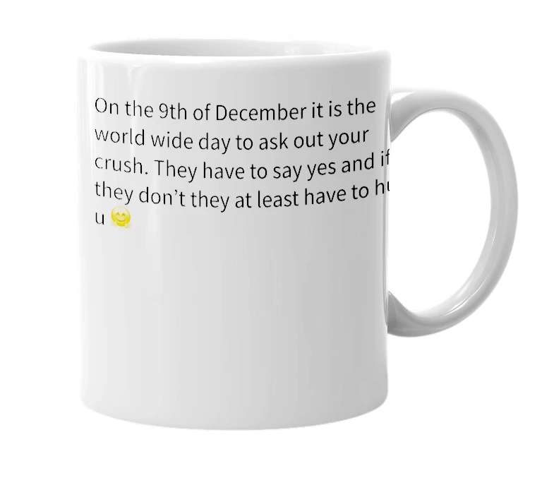 White mug with the definition of '9th of December'