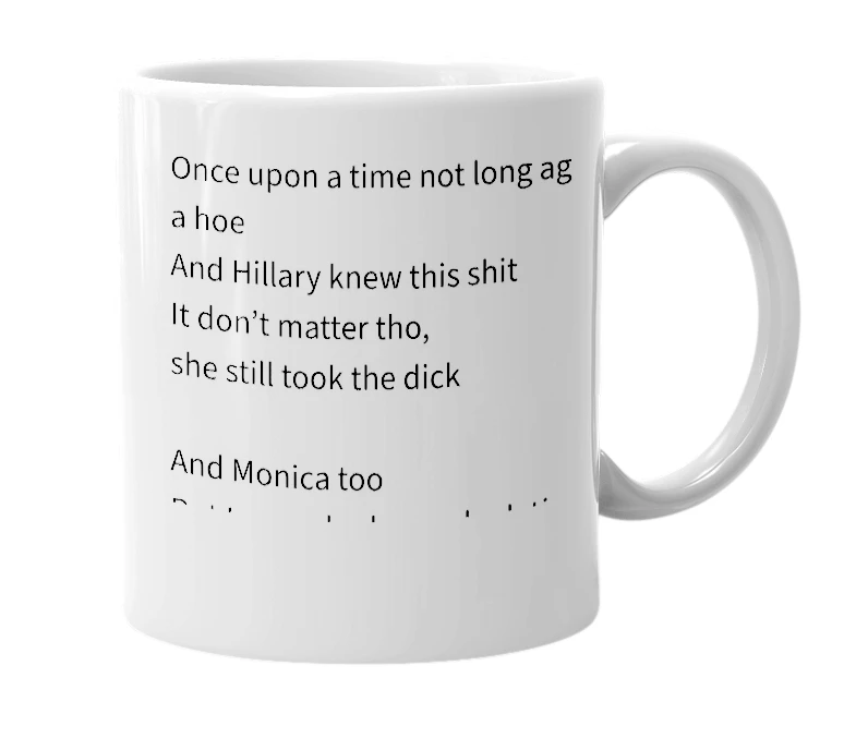 White mug with the definition of 'Bill Clinton'