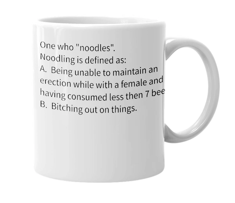 White mug with the definition of 'noodler'