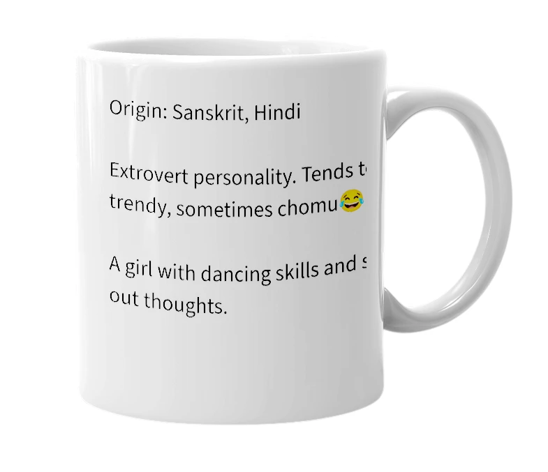 White mug with the definition of 'Tanisha'