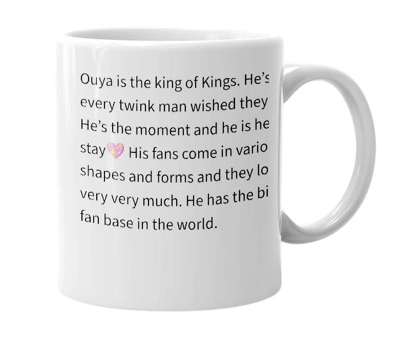 White mug with the definition of 'Ouya'