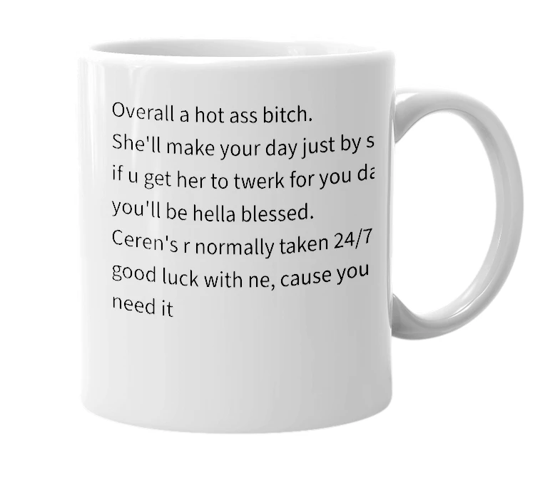 White mug with the definition of 'Ceren'