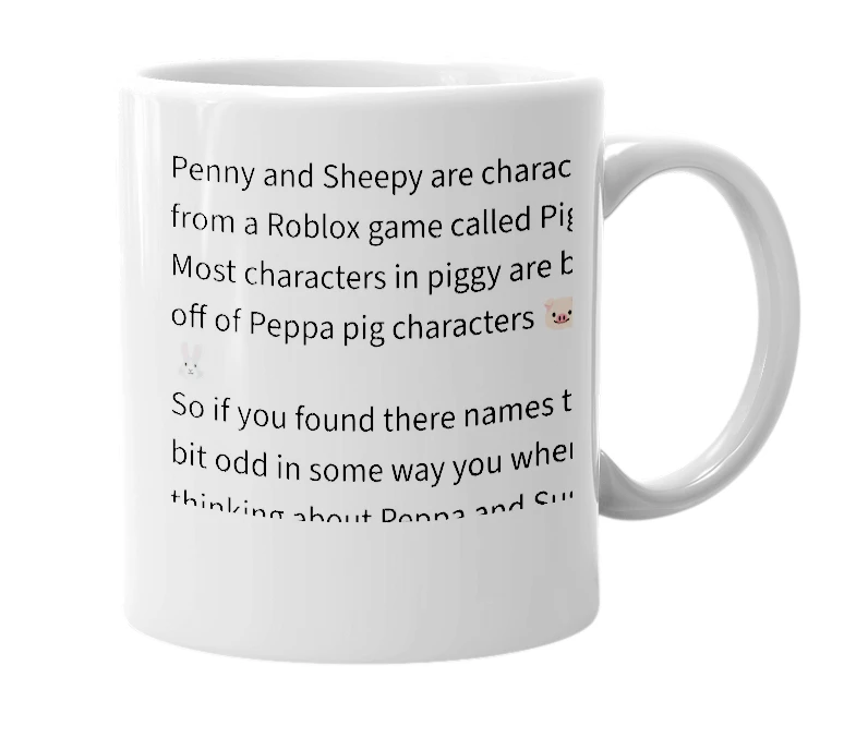 White mug with the definition of 'Penny x Sheepy'