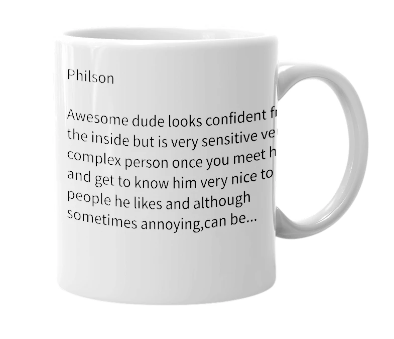 White mug with the definition of 'Philson'
