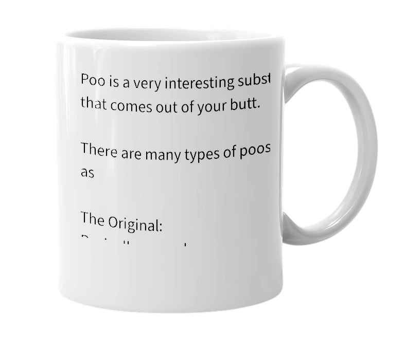 White mug with the definition of 'Poo'