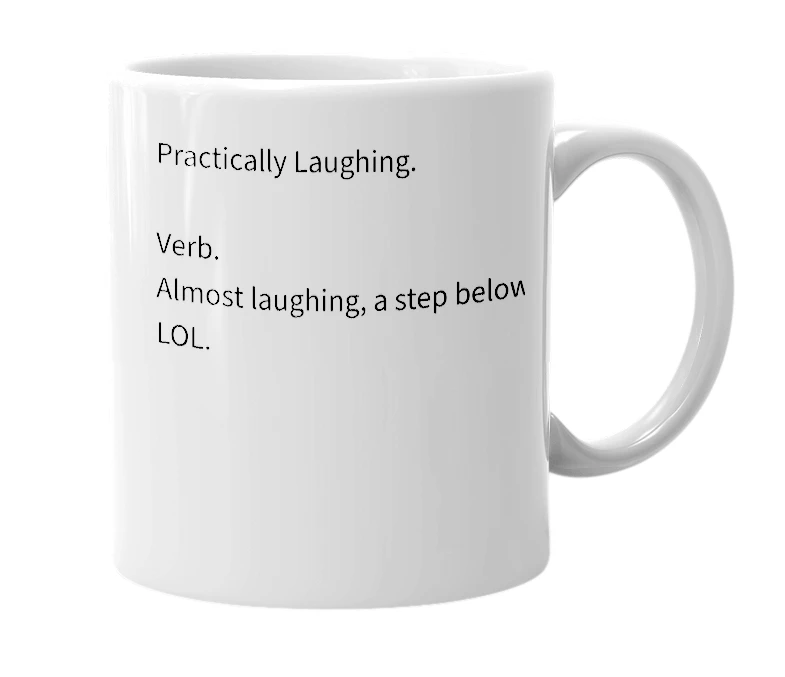 White mug with the definition of 'PL'