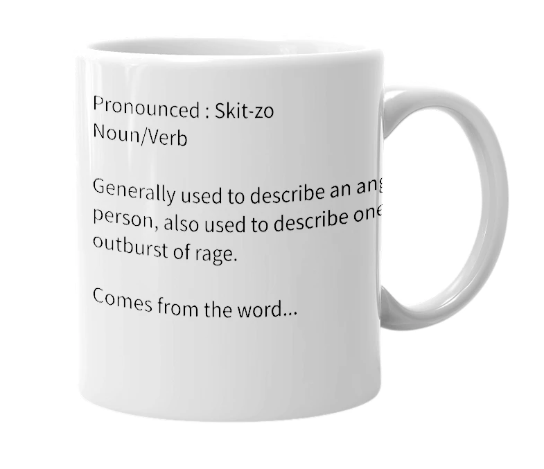 White mug with the definition of 'Scitso'
