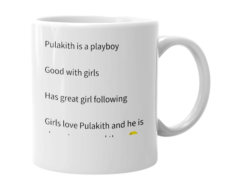 White mug with the definition of 'pulakith'