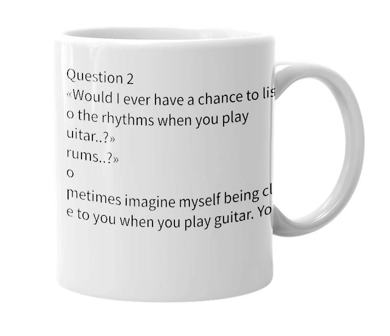 White mug with the definition of 'Question 2'