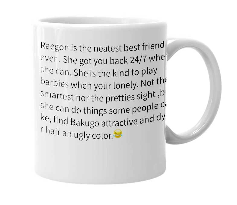 White mug with the definition of 'Reagon'