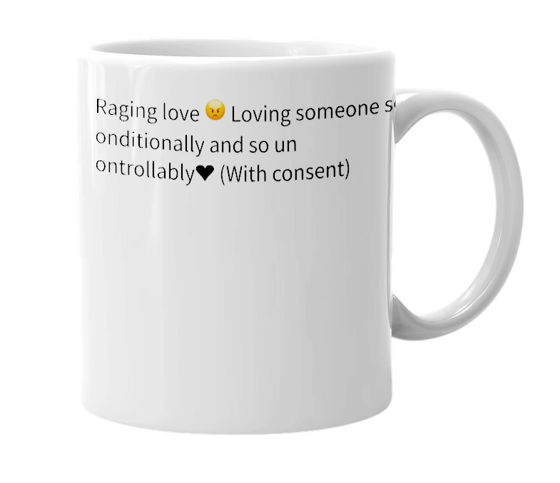 White mug with the definition of '❤️ 🔥'