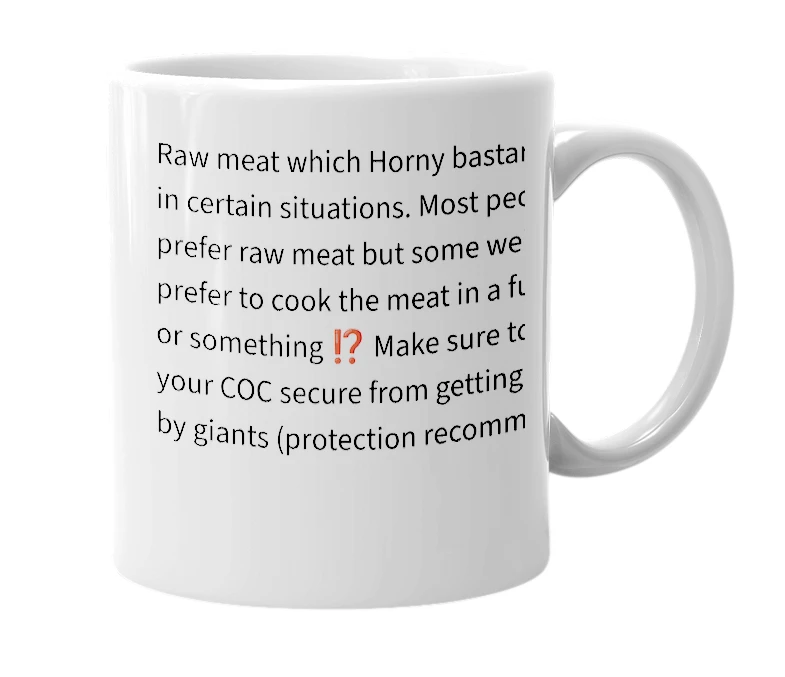 White mug with the definition of 'Cock'