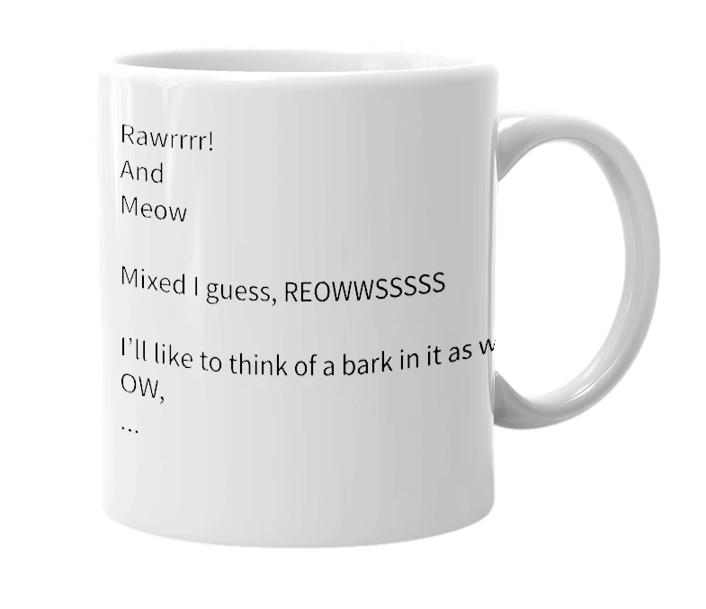 White mug with the definition of 'reows'