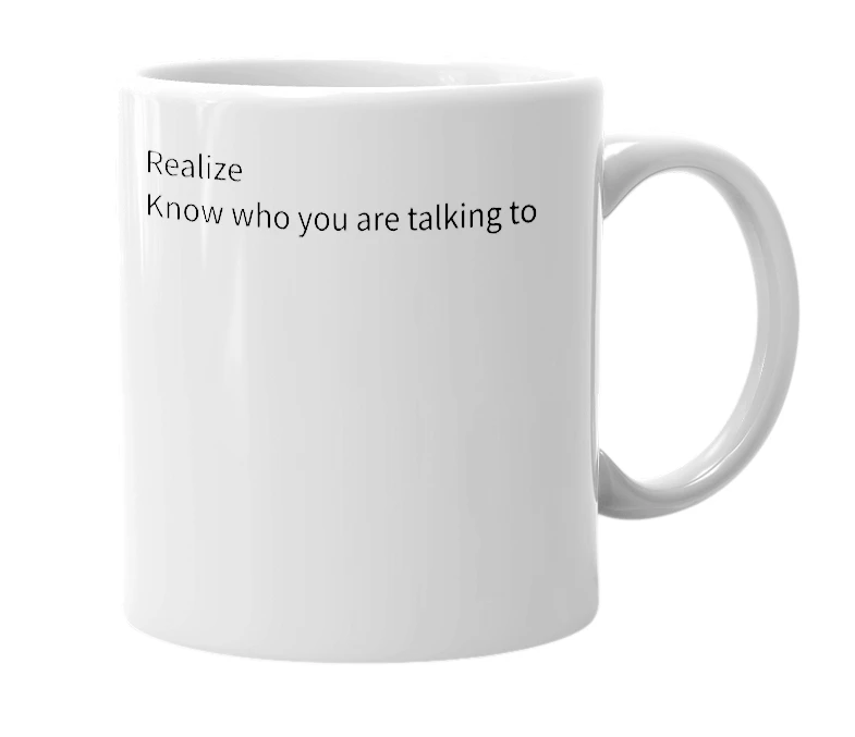 White mug with the definition of 'Recanize'