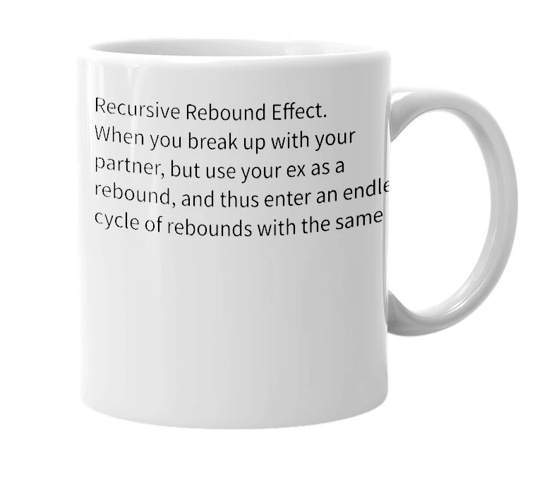 White mug with the definition of 'RRE'