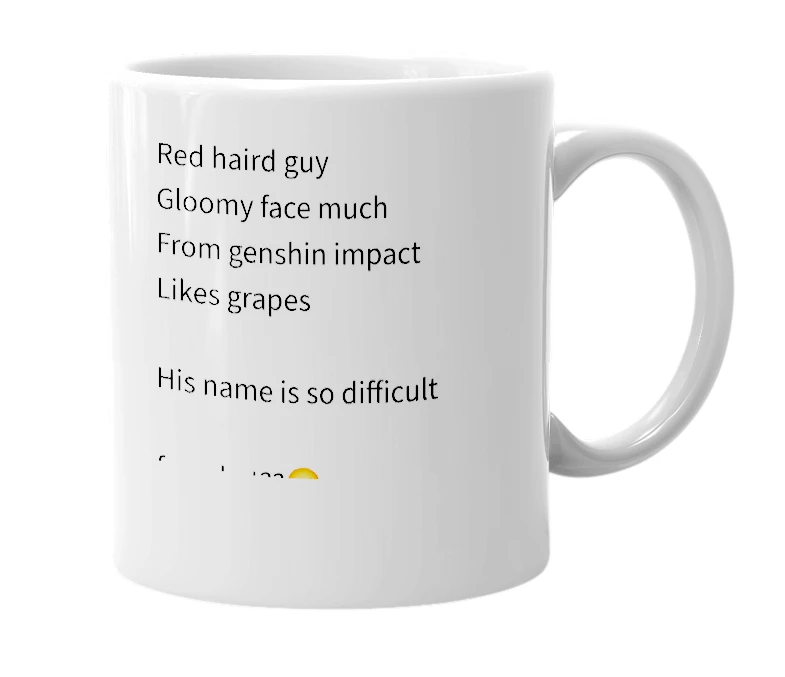 White mug with the definition of 'Diluc'
