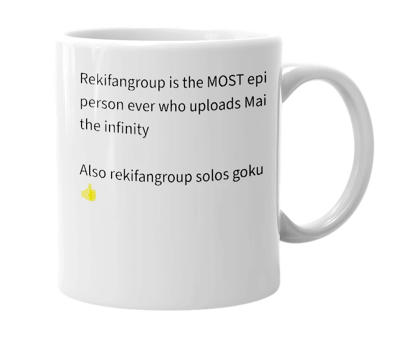 White mug with the definition of 'rekifangroup'