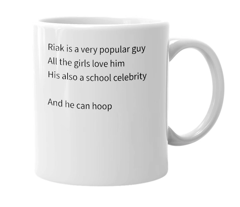 White mug with the definition of 'Riak'