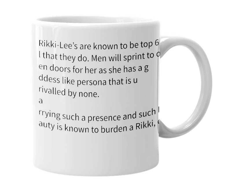 White mug with the definition of 'Rikki-Lee'