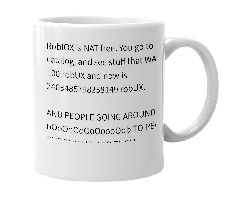 White mug with the definition of 'RoblOX'