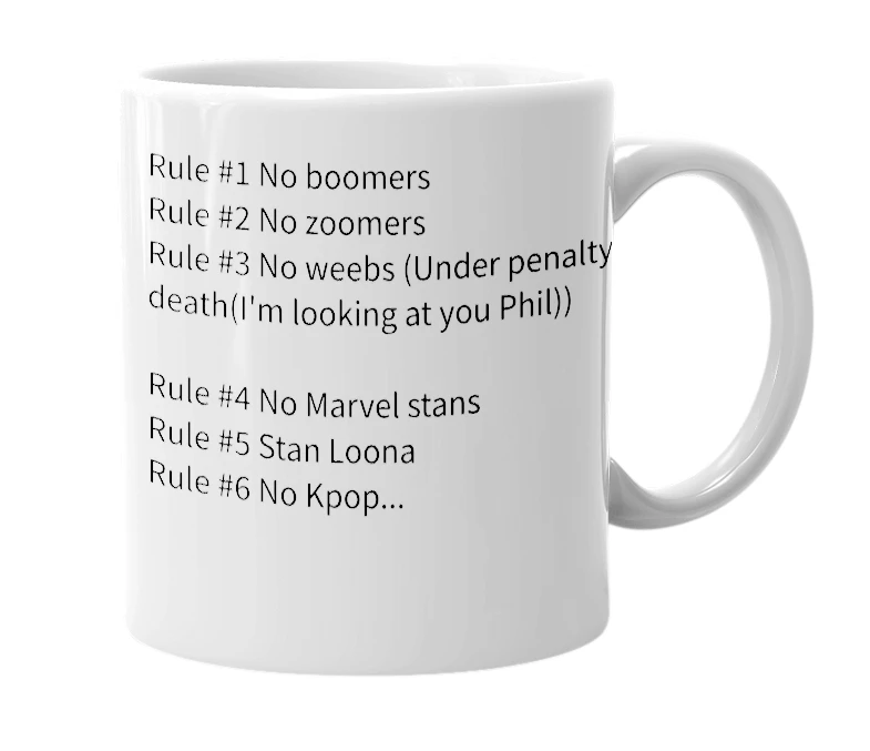 White mug with the definition of 'Wilbur Soot ylyl rules'