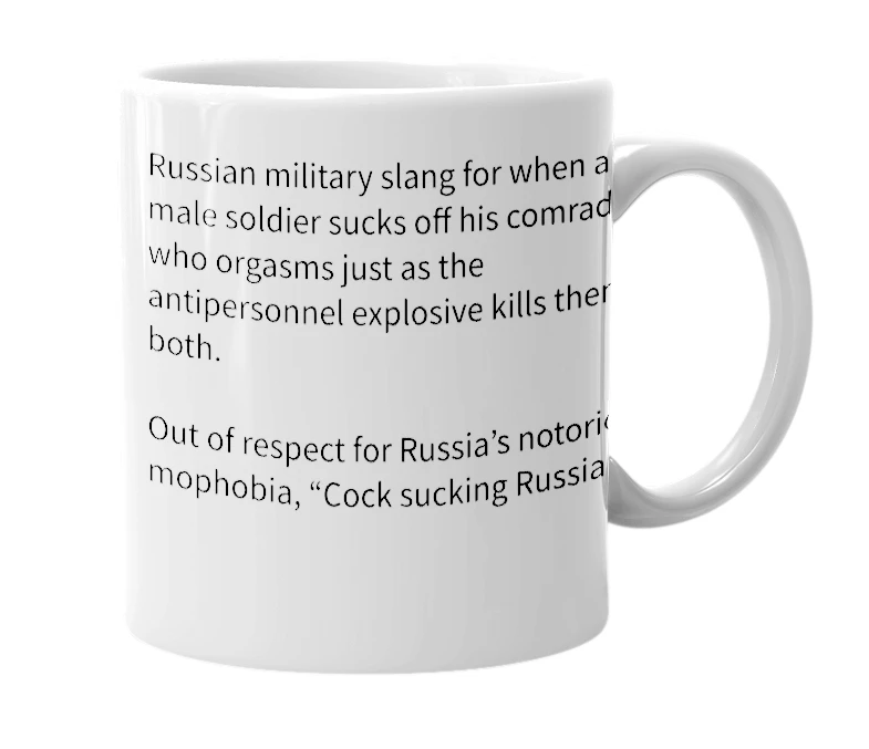 White mug with the definition of 'Naughty Vatnik'
