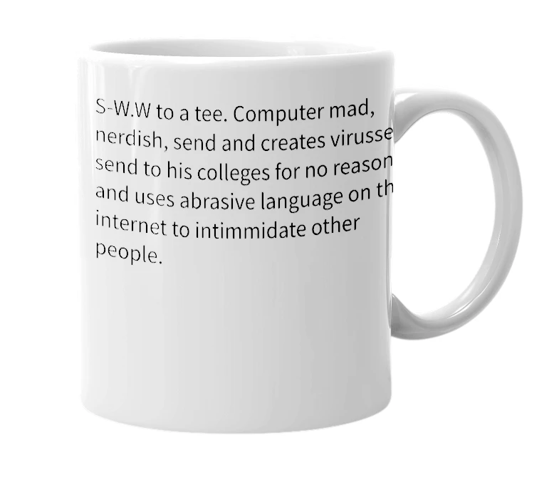 White mug with the definition of 'nW'