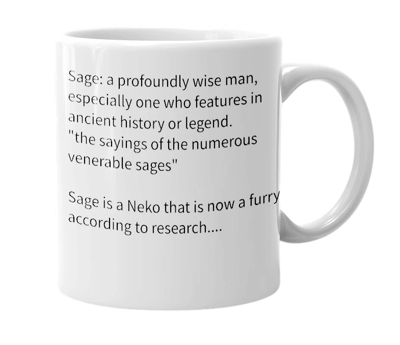 White mug with the definition of 'Sage Bravura'
