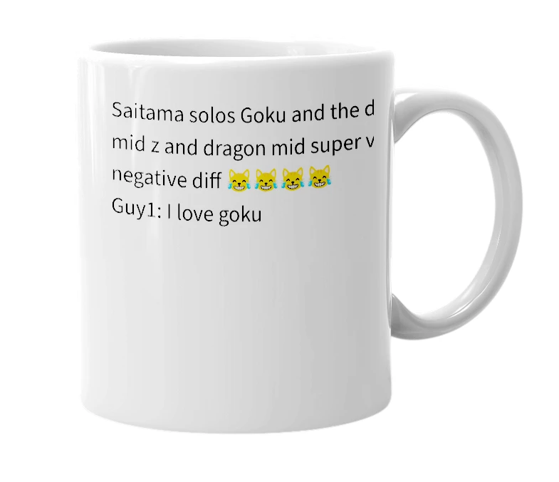 White mug with the definition of 'Saitama solo'