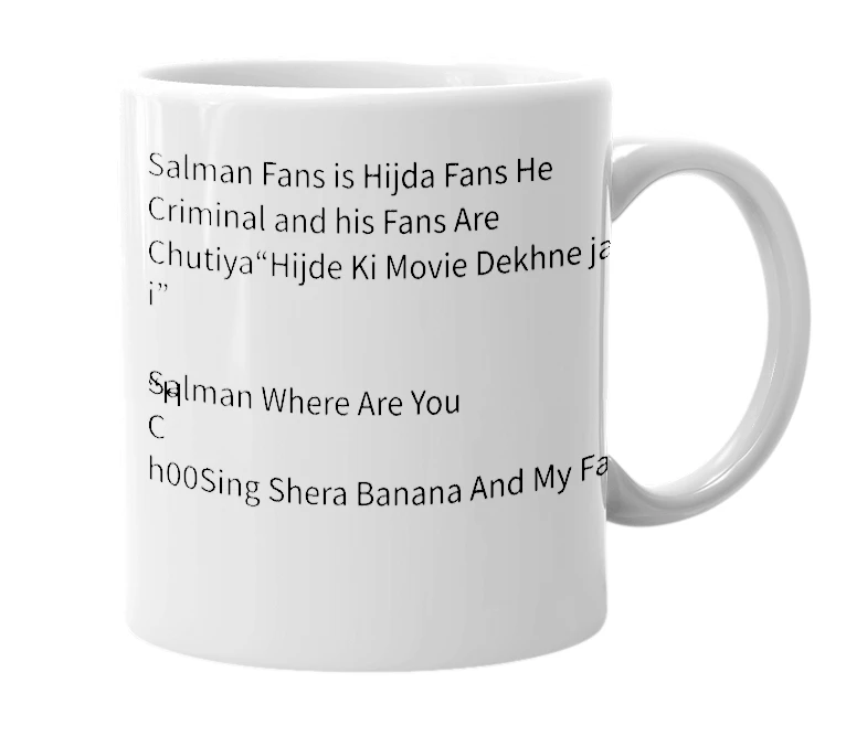 White mug with the definition of 'hijde fans'