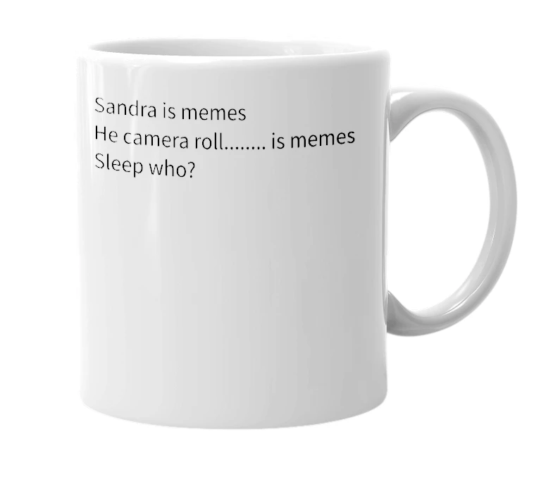 White mug with the definition of 'Sandra'