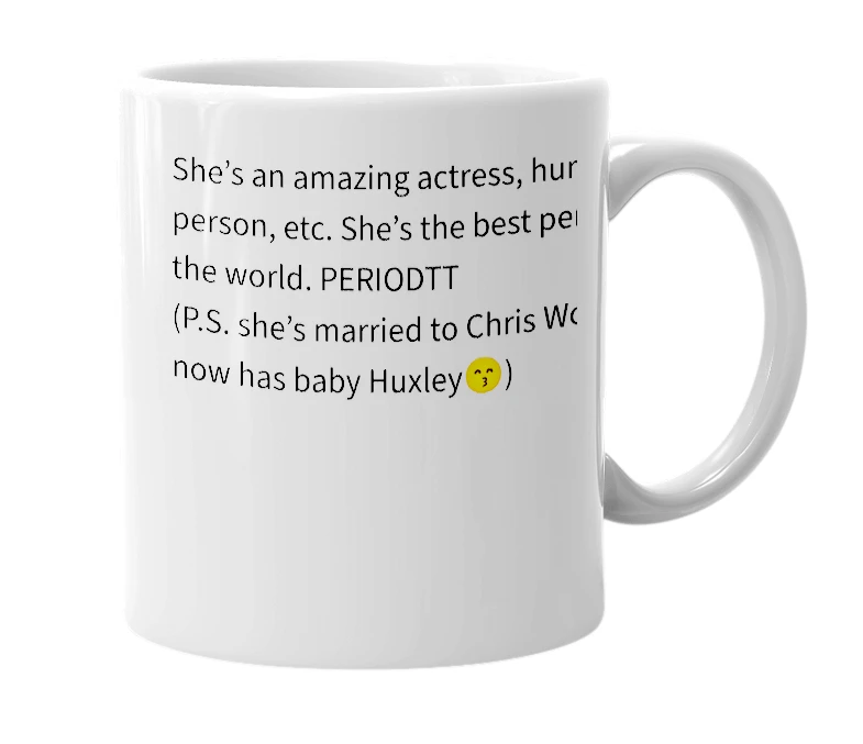White mug with the definition of 'Melissa Benoist'