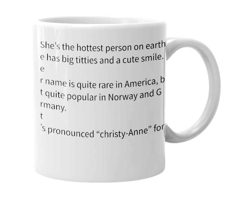 White mug with the definition of 'Christiane'