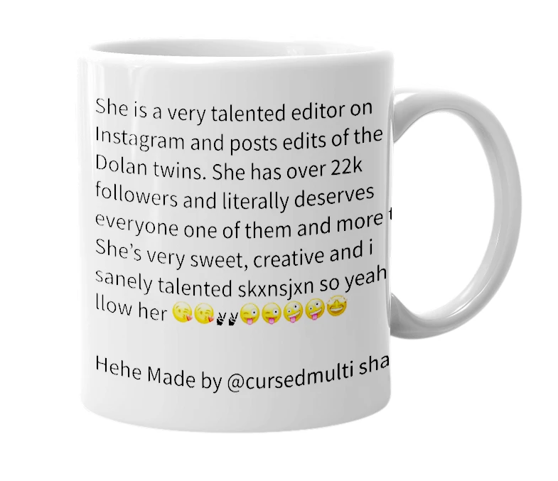 White mug with the definition of 'l1216l aka Haley'