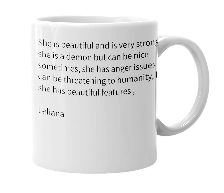 White mug with the definition of 'leliana'