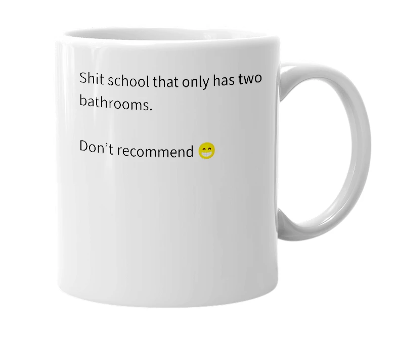 White mug with the definition of 'Canberra High School'