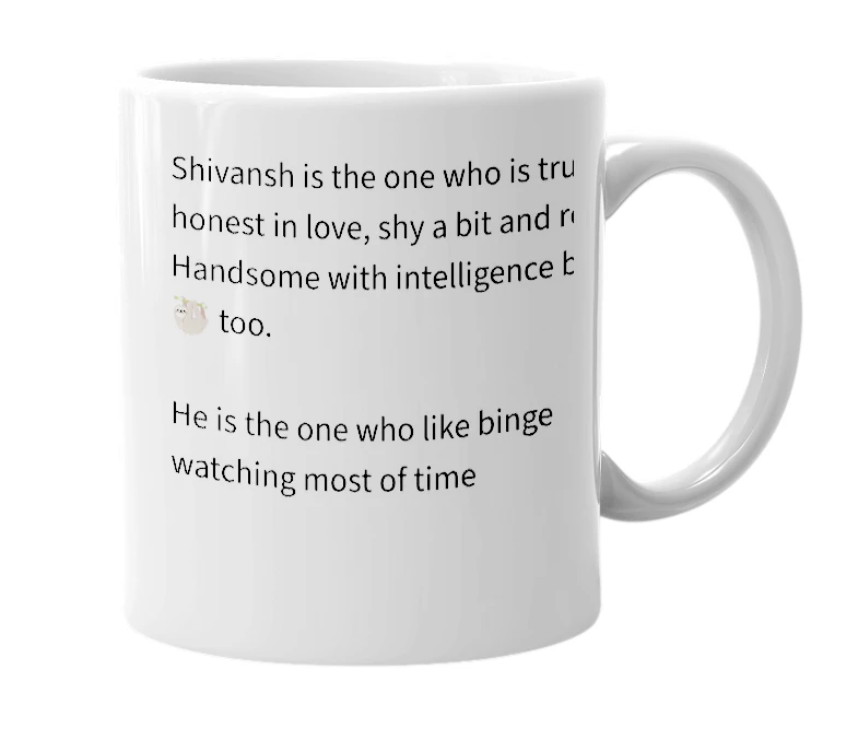 White mug with the definition of 'Shivansh'