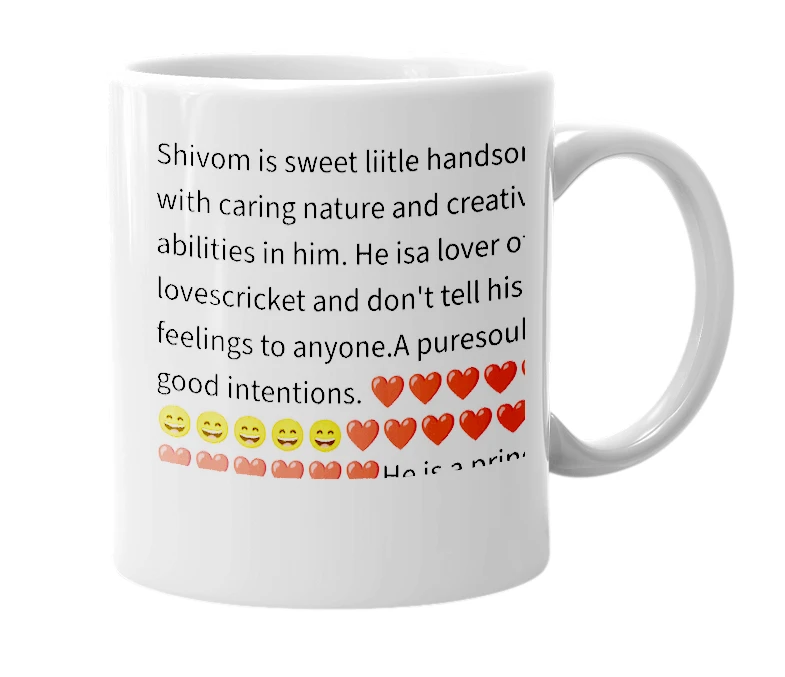 White mug with the definition of 'Shivom'