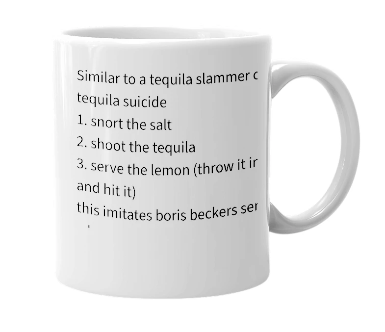 White mug with the definition of 'boris becker'