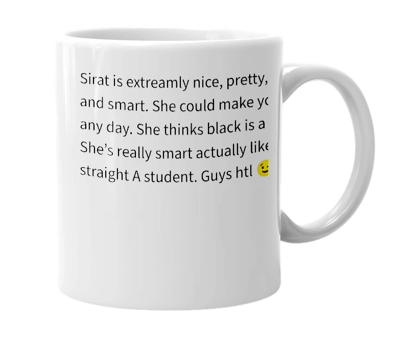 White mug with the definition of 'Sirat'