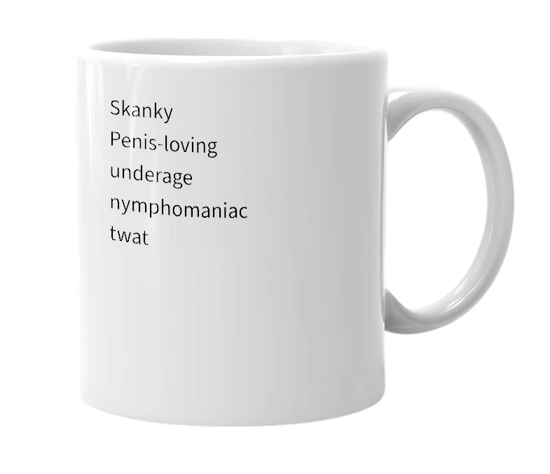 White mug with the definition of 'Spunt'