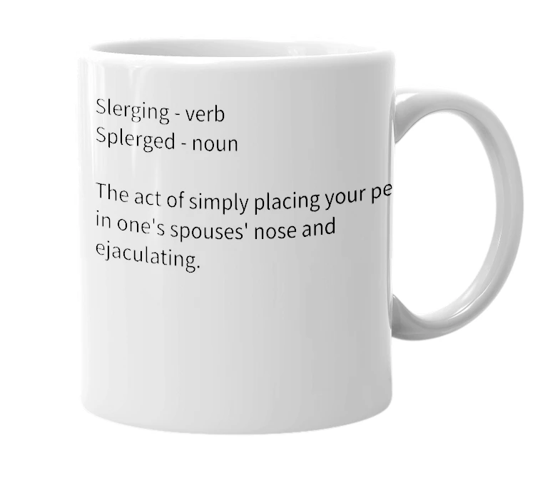 White mug with the definition of 'Splurging'