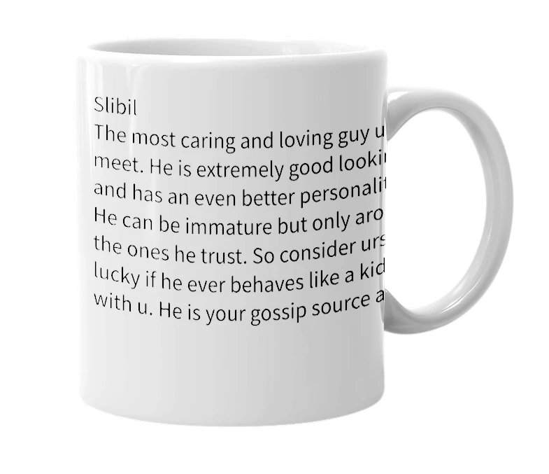 White mug with the definition of 'Slibil'