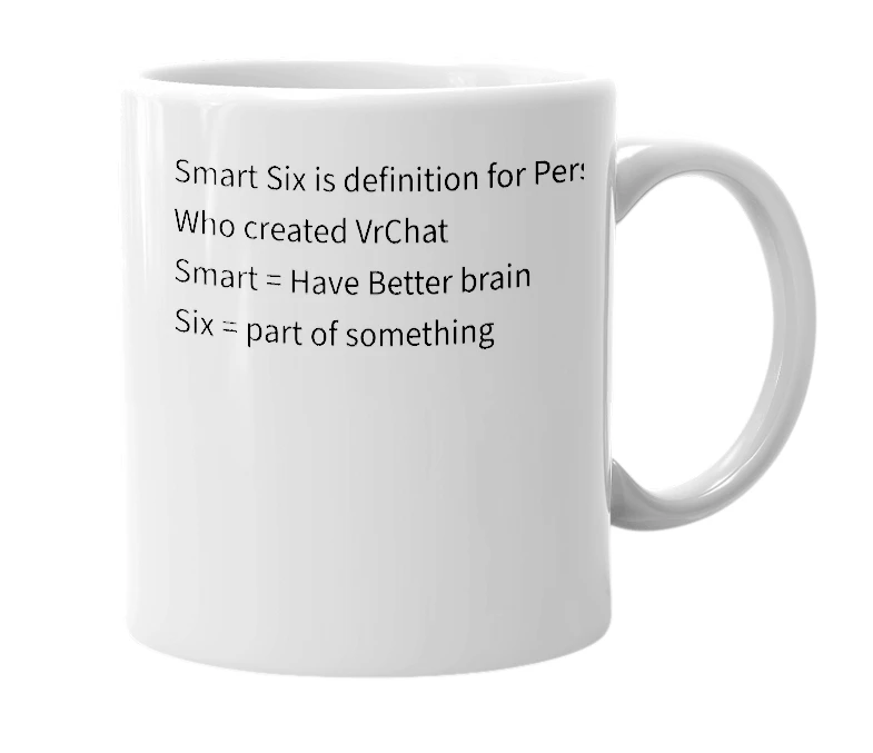 White mug with the definition of 'SmartSix'