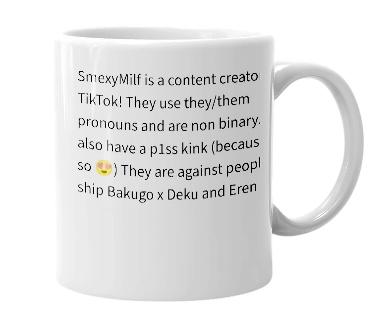 White mug with the definition of 'SmexyMilf'